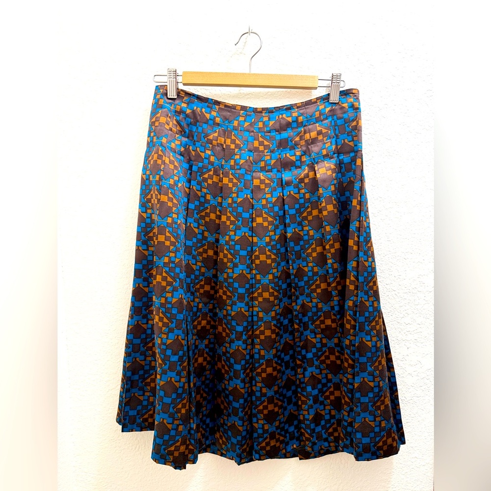 DKNY Silk Blend Geometric Skirt